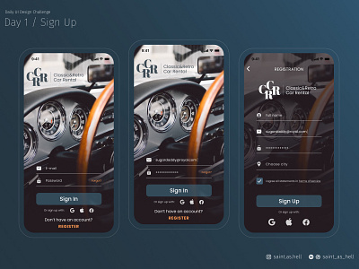 Retro Car Rental App / Daily UI #1  —  Sign Up