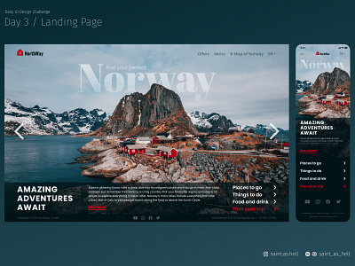 Norway Travel / Daily UI #3 — Landing Page daily design daily ui daily ui challenge design desktop faily ui design challenge landing landing page mobile north norway travel travel agency travels ui ui design website