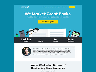 BookPop Landing Page Design agency book landing page one page startup web design