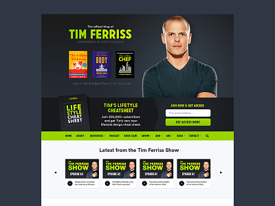 Tim Ferriss Web Design author blog book landing page lead generation marketing personal brand personal branding podcast squeeze page tim ferriss