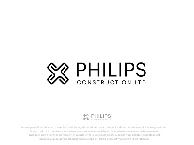 Philips Construction LTD 3d logo 3d logo design adobe illustrator black logo branding creative design illustration logo minimal logo minimalist minimalist logo vector