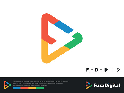 Fuzz Digital (F + D + Playbutton) Icon | Logo Design
