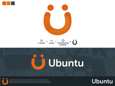 U logo + connecting people + Smile | Ubuntu 3d logo 3d logo design adobe illustrator branding connect connecting logo creative design icon illustration logo orange logo people logo smile logo typography u logo vector