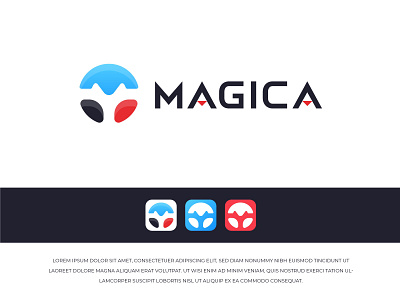 Magica Logo Project 3d 3d logo adobe illustrator blue logo blue red logo branding creative design graphic design illustration logo minimalist logo modern logo red logo typography ui vector