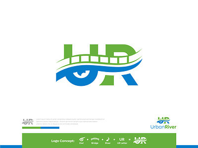 Urban River Logo adobe illustrator branding bridge river logo creative design eye graphic design illustration logo owl eye river logo river owl ur logo vector water logo
