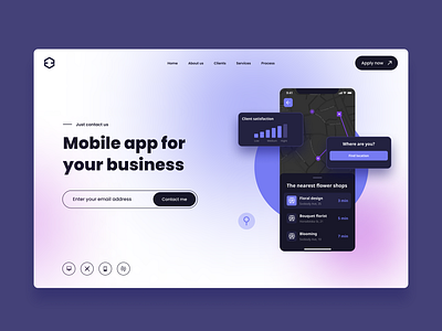 It company landing UI app blur client satisfaction contact me design find location flowers flowers app flowers design it company landing landing ui location mobile app product design ui ui design uiconcept user experience user interface