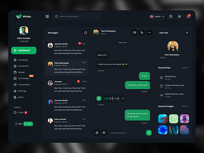 Dashboard Chat chat crypto crypto whale dashboard design minimal ui ui kit ux web design