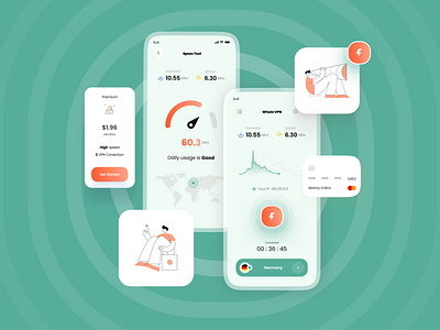 VPN Mobile App UI Kit (Whale VPN)