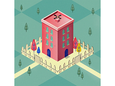 in the middle of nowhere building colors geometric illustration texture