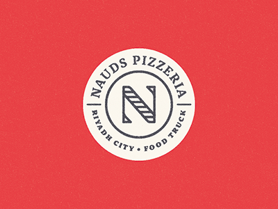 Nauds food handmade logo mark n pizza symbol truck