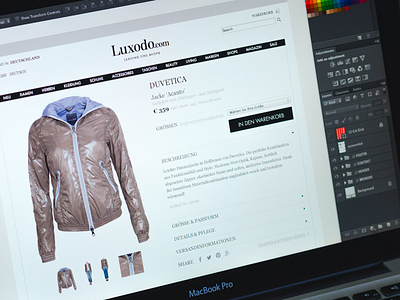 WIP luxodo.com product page e commerce minimal photoshop web web design