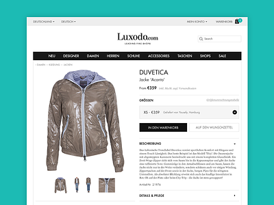 WIP luxodo.com product page e commerce ecommerce fashion layout product web web design webshop website