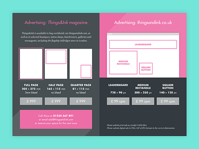 Things & Ink media pack flat indesign magazine pricing print things and ink