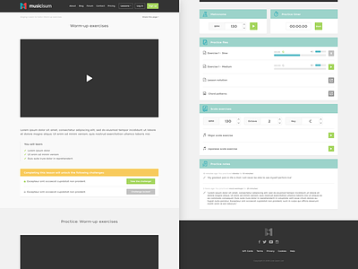 Musicisum lesson page bootstrap minimal music player responsive sketch ui usability ux website