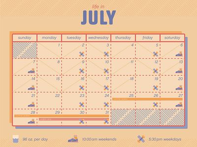 July 2019 Calendar adobe illustrator calendar design illustration vector