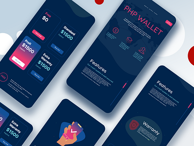 PHP Wallet app design developer development digital wallet minimal mobile design ui ux vector