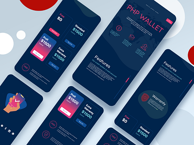 PHP Wallet app design developer development digital wallet minimal mobile design ui ux vector