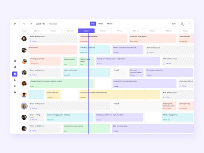 Management tool calendar design management meeting navigation project management sidebar task team timeline tool users web app