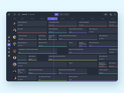 Management tool - Dark mode calendar color dark dark mode design management meeting mode navigation project management sidebar task team timeline tool user web app