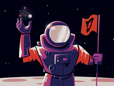 Moonman airnauts astral astronaut bright dangerous empty flags fly grain journey man moon moonlight planet red space stars suit travel vector