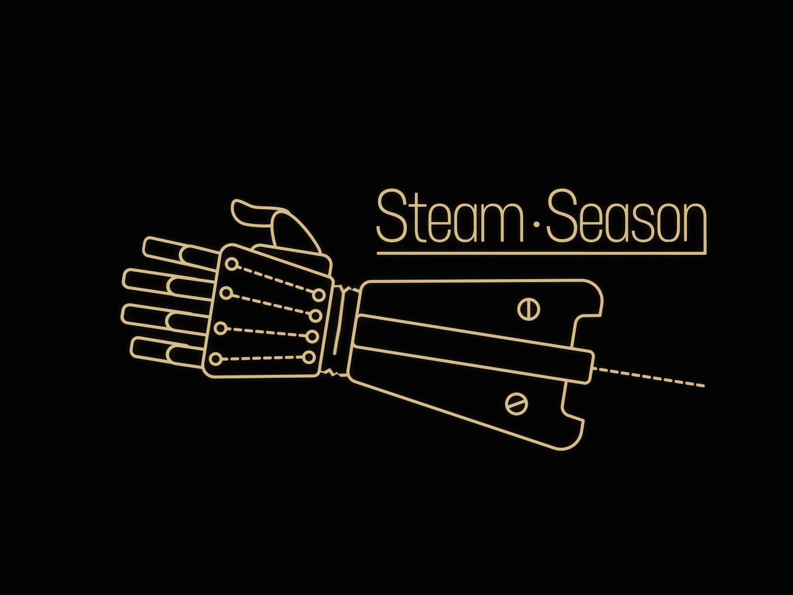 Steam Season Hand 2d aftereffects animation bright contrast cyber design duik gif gold hand line lineart logo loop machine robot season steam steampunk
