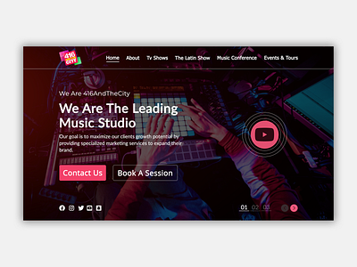 Music Studio Website Landing Page blog entertainment website landing page music music app music art studio ui ui ux ui design ui designer uiux uxui uxuidesign web design web development web ui website design wordpress theme