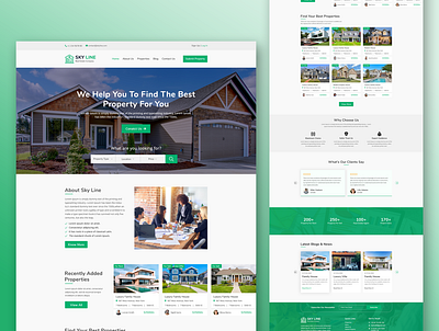 Real Estate Website Landing Page graphic graphic design landing page photoshop psd design psd template real estate real estate agency ui ui design ui designer uiux web design web development web template web ui website design