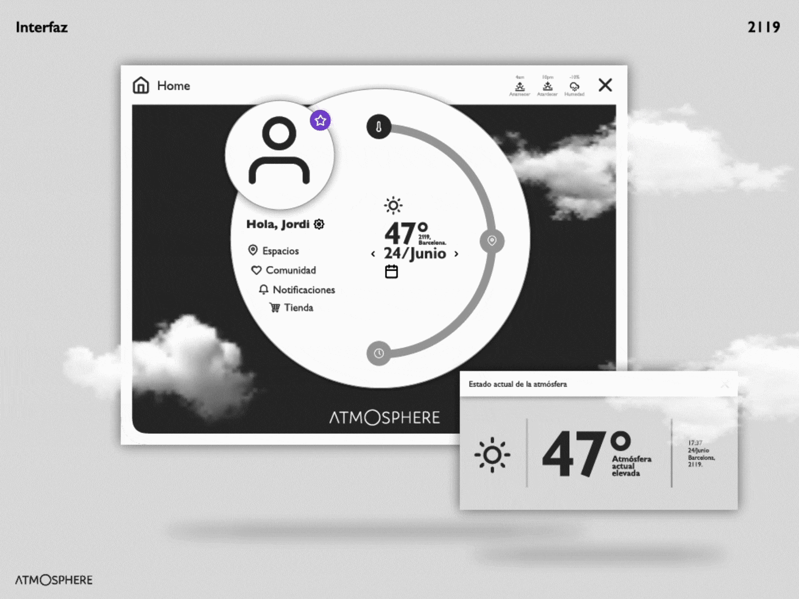 Atmosphere Interface aftereffects animation atmosphere design elisava illustrator interface motion design uiux vector