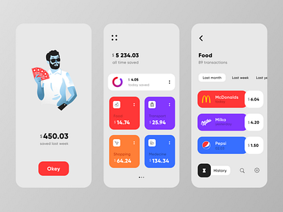Save Finance App app application color concept design finance finance app flat food icon illustration light money product save money ui user experience user interface ux