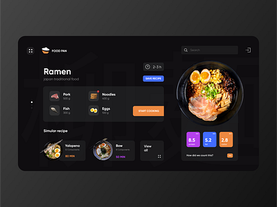 Food Pan - Recipe Web App app application cooking dark design food interface japan ramen recipe ui user experience ux