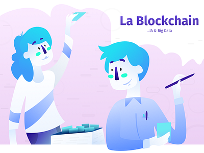 La Blockchain — Hero Illustration ai blockchain blog character gradient hero illustration sketch
