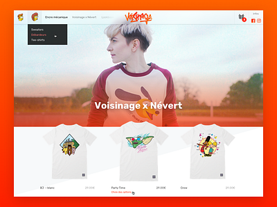 Voisinage - Streetwear Clothing ecommerce homepage landing menu page product shop store ui webdesign website