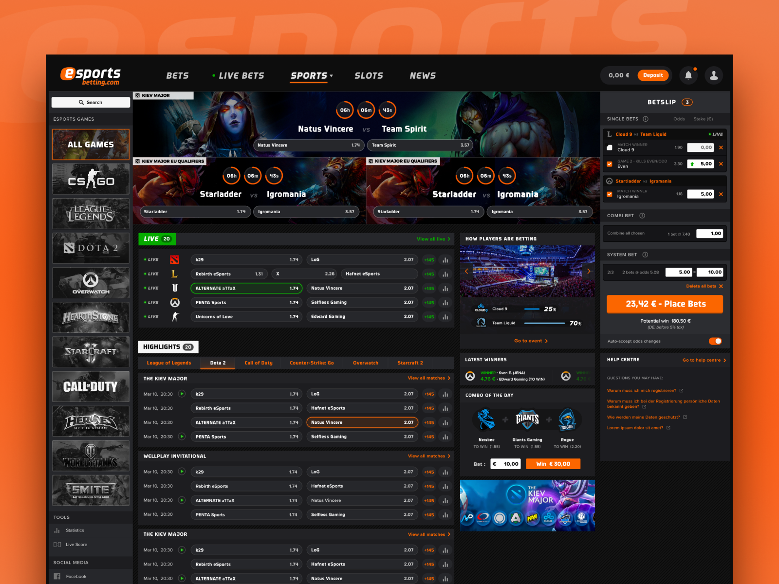 Esports Betting Sportsbook by Cameron Saliba on Dribbble