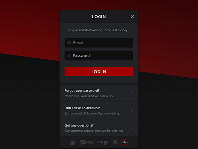 Login Panel - Mobile dark flat form login mobile modal panel password