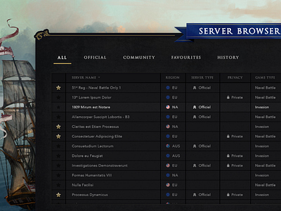 Server Browser battle browser connect favourites game match multiplayer online search server ui warfare