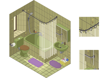 isoBathroom art concept art illustration interior isometric isometric art isometric illustration room vector