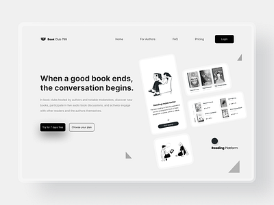 Landing page for Book startup audiobooks book ebook for authors platform publishing read reading app web design