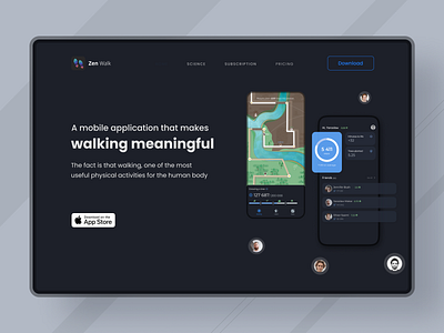 Step counter / pedometer app black ui calories counter clean ui dark mode fitness app health activity night mode pedometr step counter steps walk web design