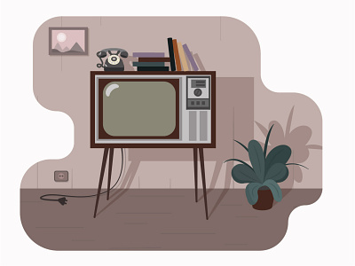 Retro TV-set and phone art design digital illustration phone retro second shot tv vector