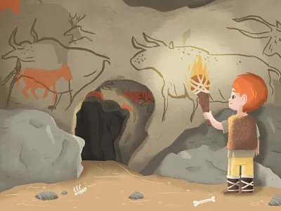 Grotte book art cute history illustration kids kids book lascaux old painting prehistory secret