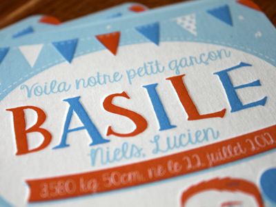 Print : Welcome Basile baby embossed print son typo