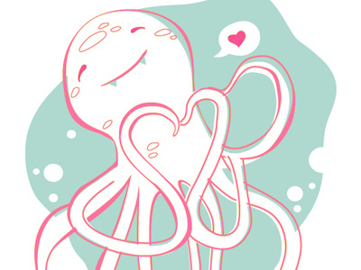 Happy valentine's day heart illustrator love octopus valentine