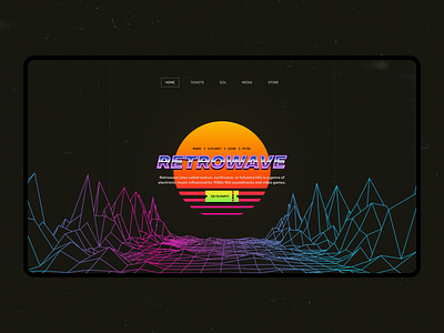 RETROWAVE cyan dark dj event flyer neon party purple retro retrowave ticket ui ux vaporwave web design