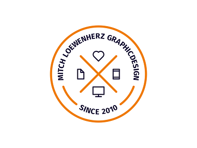 Portfolio Badge badge blue dark logo missingbrick mitchloewenherz orange outlines plain portfolio signet