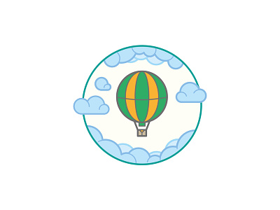 Up in the clouds baloon clouds green illustration missingbrick orange