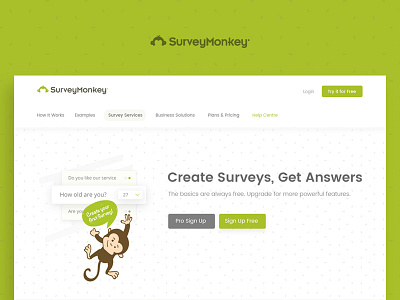 Survey Monkey Website Concept concept experiment forms green landing page survey monkey