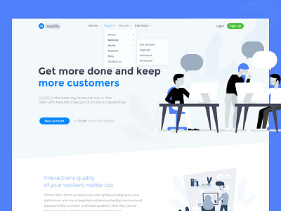 Corporate template collaboration company corporate landing landing page product work workspace