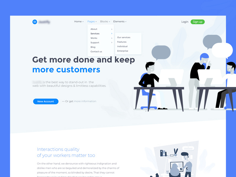 Corporate template work workspace product collaboration landing page landing company corporate