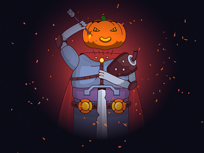 Pumpkin Knight 2d arrow design flat halloween illustration knight sword vector