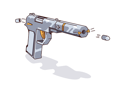 Silenced Pistol 2d 3d design flat gun illustration pistol silenced vector weapon